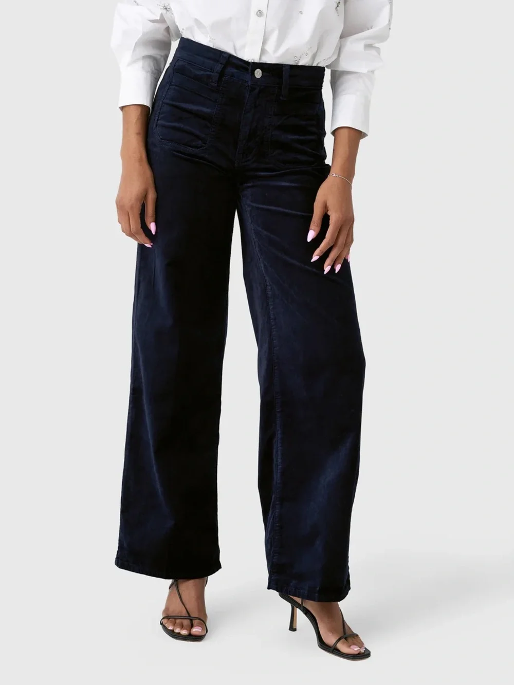 NWT Frame Le-Slim Palazzo Modernest Pocket Jean in Navy Velvet Size 26 - Picture 1 of 14